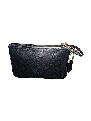 Coach Y2K Coach Black Leather Small Zip Top Pouch / Coin Clutch Wristlet Leather Wristlet (view 2)