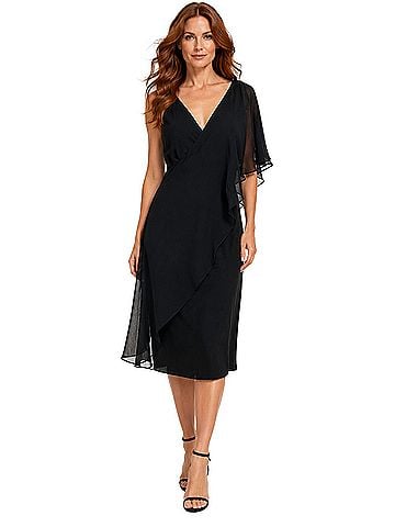 Lauren by Ralph Lauren Side Cape Cocktail Dress (view 1)