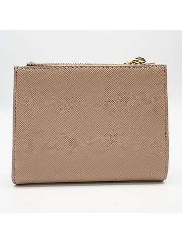 Prada PRADA Saffiano Triangle Wallet 1ML050 Bi-fold Beige Women's (view 2)