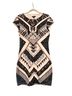 Express Graphic Aztec Or Tribal Print Black White Gold Cocktail Dress Size M - photo 1