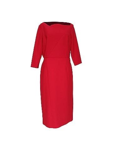 Roland Mouret Roland Mouret Asymmetric Midi Dress in Red Polyester (view 1)