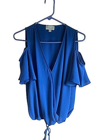 Veronica M. Cold Shoulder Surplice Blouse Short Sleeve T-Shirt (view 1)