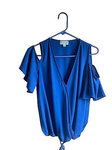 Veronica M. Cold Shoulder Surplice Blouse Short Sleeve T-Shirt (view 2)