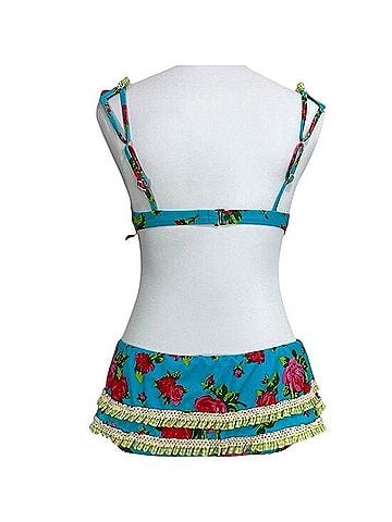 Betsey Johnson Turquoise Roses Two Piece Swimsuit (view 2)
