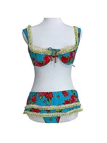 Betsey Johnson Turquoise Roses Two Piece Swimsuit (view 1)