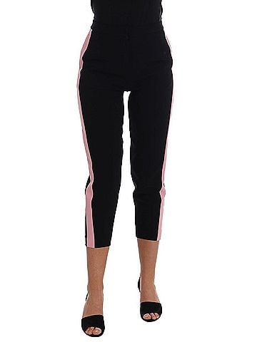 Dolce & Gabbana Black Stretch Pink Stripes Capri Women's Pants (view 1)