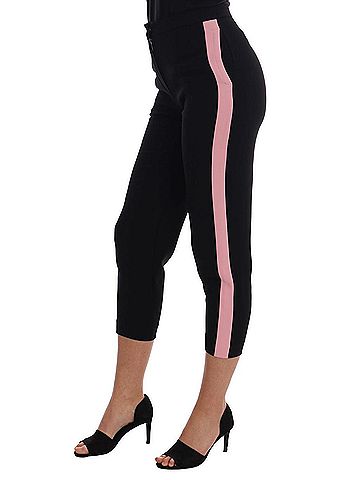 Dolce & Gabbana Black Stretch Pink Stripes Capri Women's Pants (view 2)