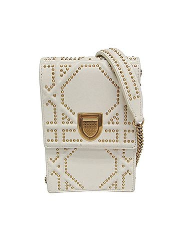 Dior Diorama Vertical Clutch On Chain Studded Leather White Leather Clutche &amp; Pouche Bag (view 1)