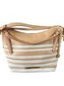 Brahmin Stripes Tan White Leather Shoulder Bag One size - photo 1