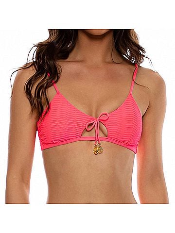 Luli Fama Hot Tropics Scoop Neck Cut Out Top in Electric Coral (view 2)