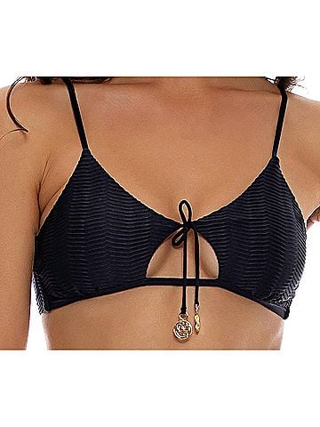 Luli Fama Hot Tropics Scoop Neck Cut Out Top in Black (view 2)