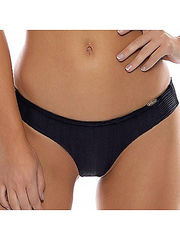 Luli Fama Hot Tropics Seamless Wavy Ruched Back Bottom in Black (view 2)