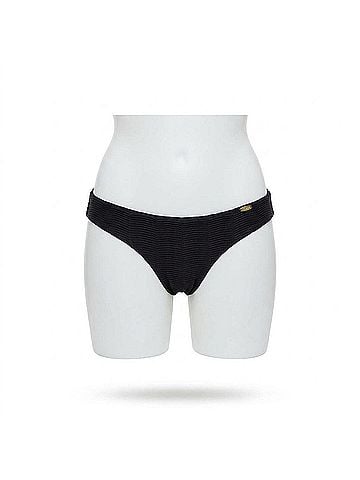 Luli Fama Hot Tropics Seamless Wavy Ruched Back Bottom in Black (view 1)