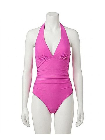 DKNY Trangle Halter One Piece Swimsuit in Carnation (view 1)