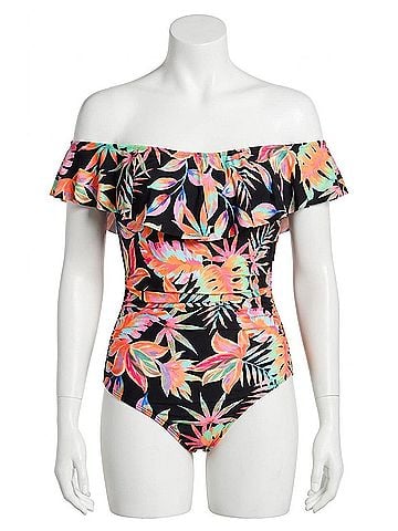 La Blanca Off The Shoulder Ruffle Mio One Piece in Best Escape (view 1)