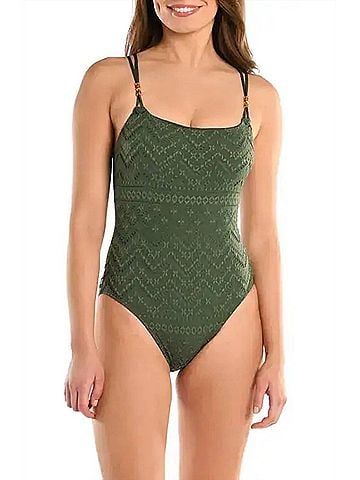 La Blanca Salt Eyelet One-Piece Swimsuit in Green (view 2)