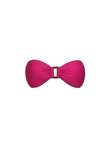 Helen Jon Soft Tie Tortoise Bandeau Bikini Top in Raspberry (view 1)