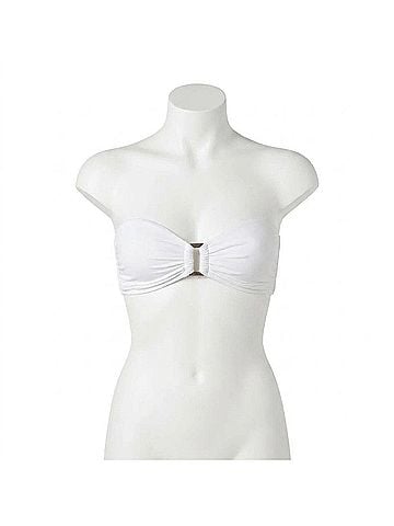 Helen Jon Hook Back Tortoise Bandeau Bikini Top in White (view 1)