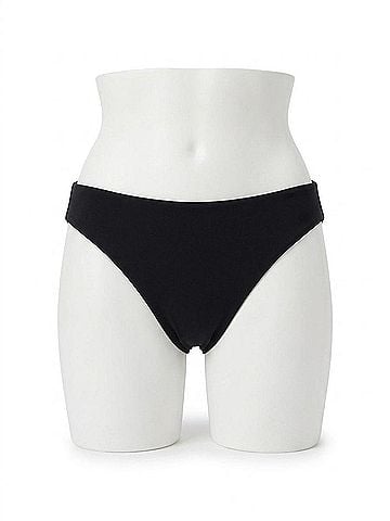 Robin Piccone Ava Clean Finish Bikini Bottom in Black (view 1)