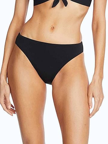 Robin Piccone Ava Clean Finish Bikini Bottom in Black (view 2)