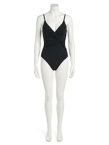 La Blanca Island Goddess Asymmetrical Twist One Piece Swimsuit in Black (view 1)