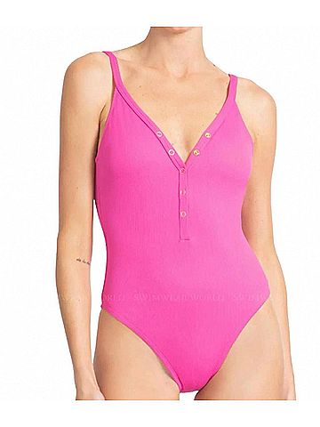 Robin Piccone Amy V-Neck One Piece in Rosy (view 2)