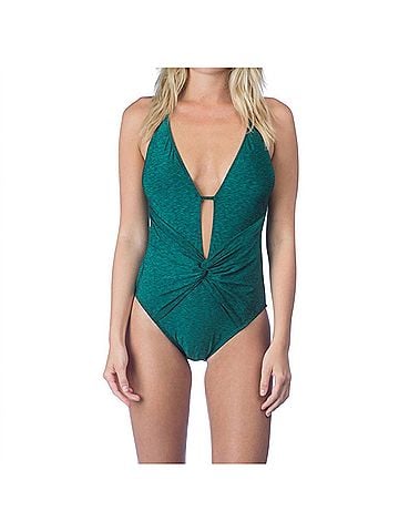 La Blanca Twist Front Lingerie Strap One Piece Swimsuit in Spruce It Up (view 2)