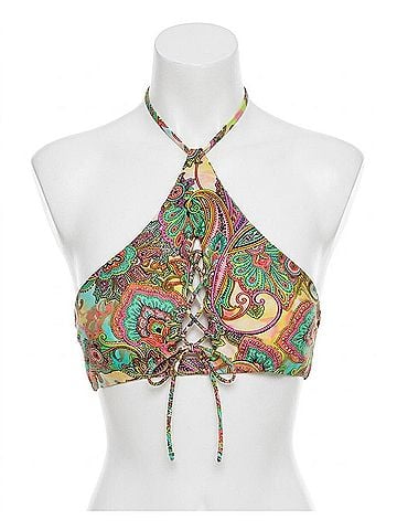 Luli Fama Peek A Boo High Neck Bikini Top in Callejera (view 1)