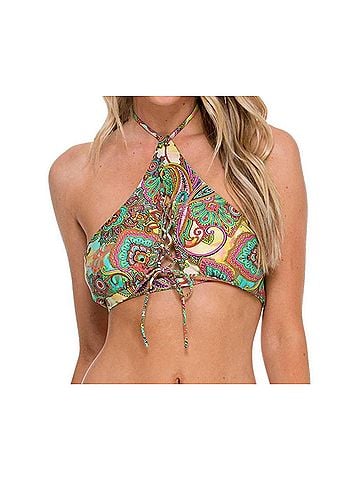 Luli Fama Peek A Boo High Neck Bikini Top in Callejera (view 2)