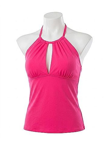 La Blanca Island Goddess Keyhole High Neck Tankini Top in Watermelon (view 1)
