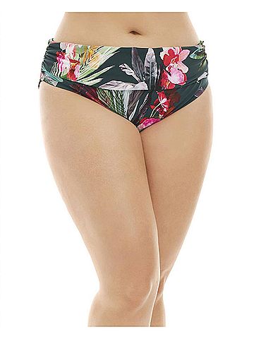 La Blanca Shirred Hipster Tankini Bottom - Plus Size in Beyond The Jungle (view 2)