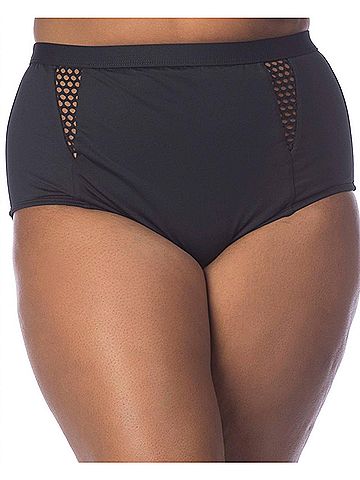 La Blanca All Meshed Up Plus Size Hi-Rise Swim Bottom in Black (view 2)