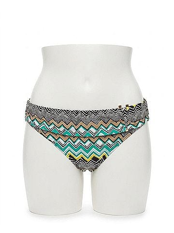 La Blanca Chevron Shirred Band Hipster Swim Bottom in Emerald Sahara (view 1)