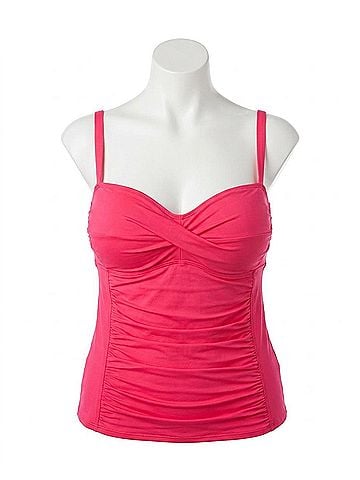 La Blanca Twist Front Tankini Top in Watermelon Pink (view 1)