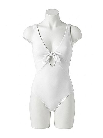 Robin Piccone Ava Knot One Piece Swimsuit in White (view 1)