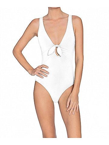 Robin Piccone Ava Knot One Piece Swimsuit in White (view 2)