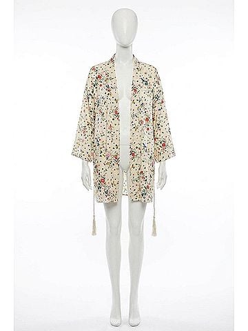 ONLY HEARTS Marianne Floral Organic Cotton Kimono in White Floral (view 1)