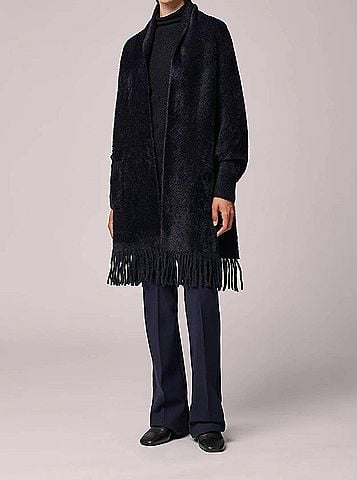 Soia & Kyo Danela Knit Scarfigan With Fringe in Black (view 2)
