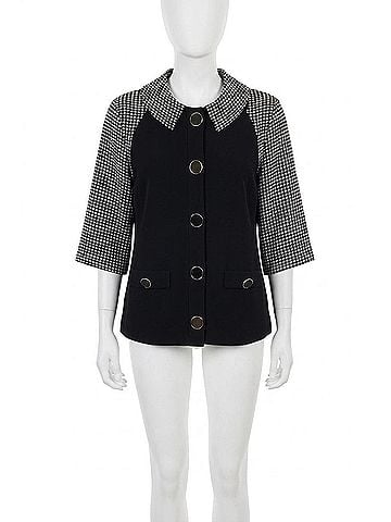 Angel Apparel Button Poncho in Black/White (view 1)
