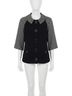 Angel Apparel Solid Black Button Poncho in Black/White Size S - photo 1