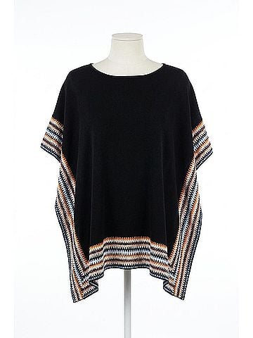 Angel Apparel Embroidered Poncho Top in Black (view 1)