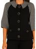 Angel Apparel Solid Black Button Poncho in Black/White Size S - photo 3