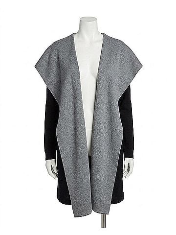 Minnie Rose Hooded Cardigan in Black/Grey (view 1)