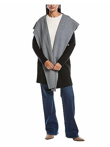 Minnie Rose Hooded Cardigan in Black/Grey (view 2)