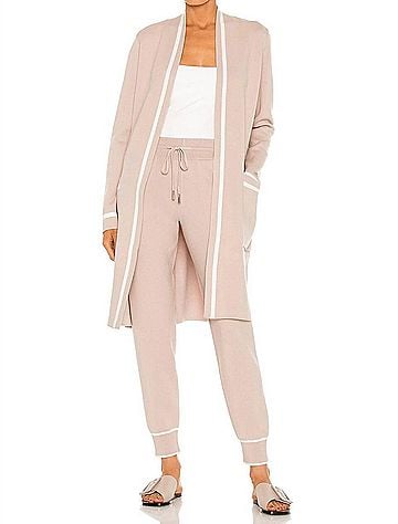 Soia & Kyo Denise Long Knit Coatigan With Pockets in Pearl (view 2)