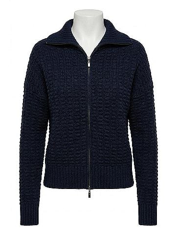 Kinross Women's Bobble Zip Cardigan in Navy (view 1)