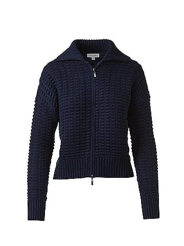 Kinross Women's Bobble Zip Cardigan in Navy (view 2)