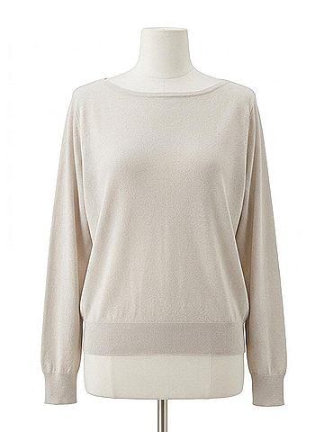 Kinross Shimmer Off Shoulder Pullover Top in Oyster (view 1)