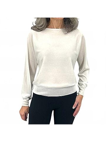 Kinross Shimmer Off Shoulder Pullover Top in Oyster (view 2)