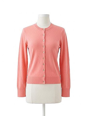 Kinross Snap And Ribbon Cardigan in Coral (view 1)